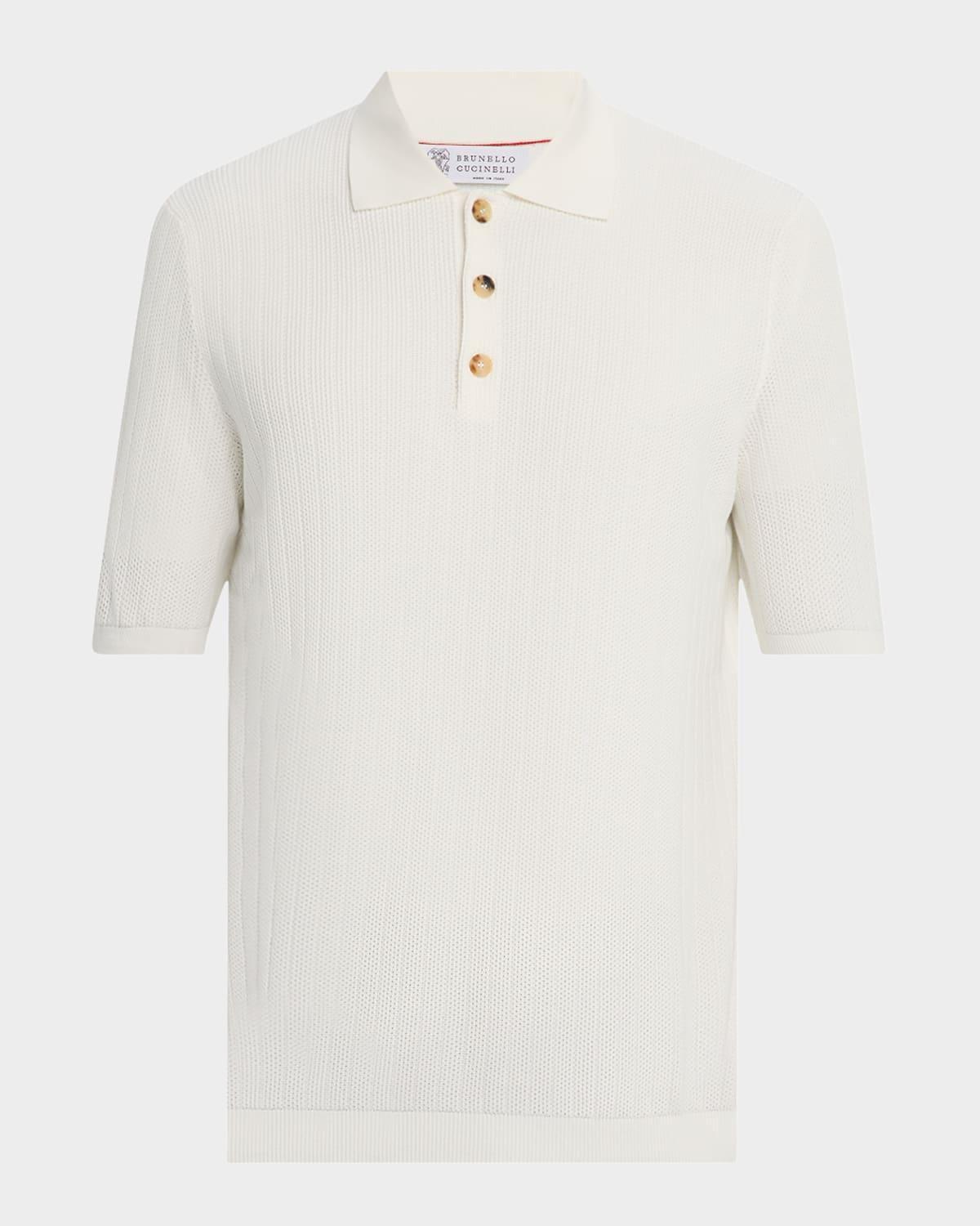 Men's Cotton Textured Polo Shirt Product Image