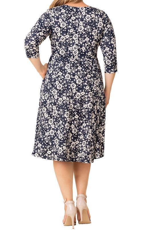 Aegean Blue Florals Royal Sweetheart Cocktail Dress - Plus Product Image