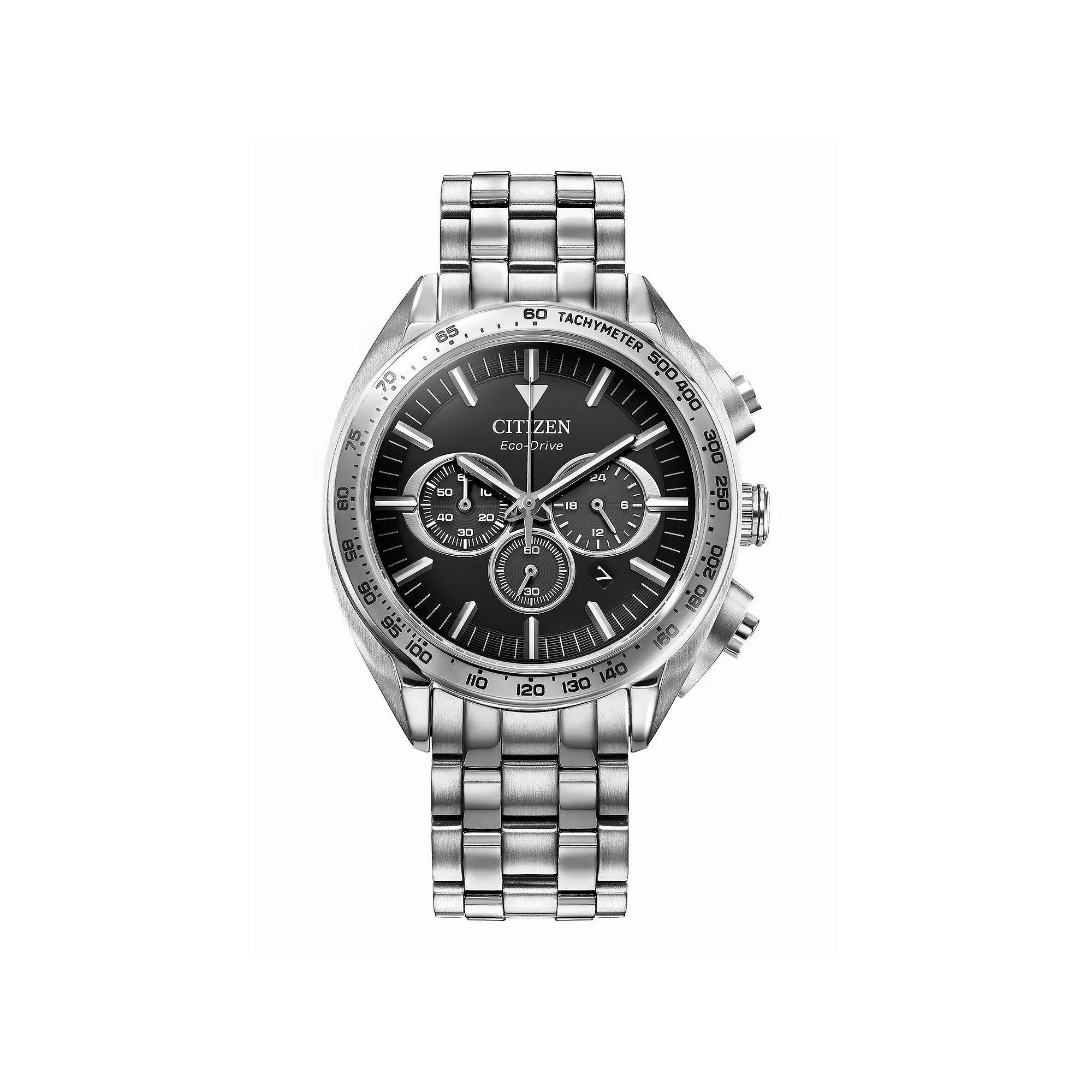 Citizen Mens Eco-Drive Carson Stainless Steel Bracelet Chronograph Watch Blue Two Tone Product Image