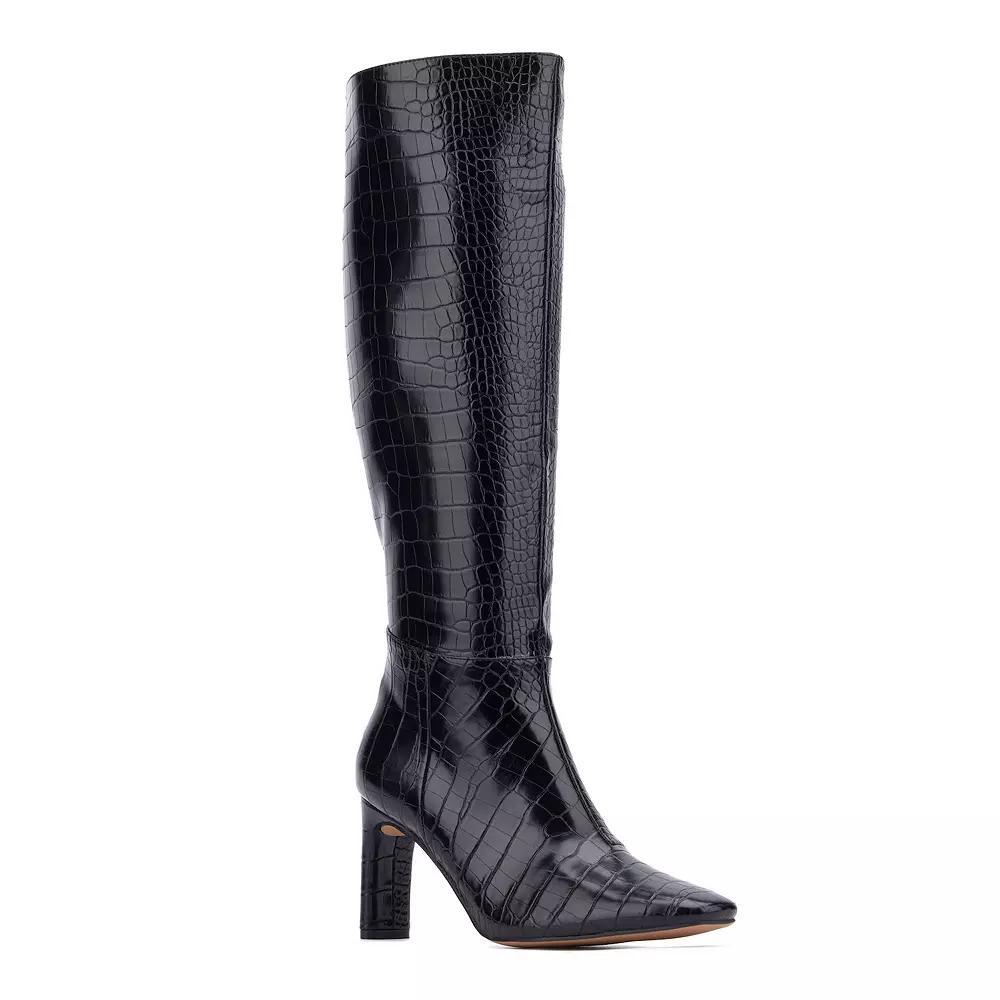 New York & Company Isabelle Women's Knee-High Boots, Size: 7, Black Croc Product Image