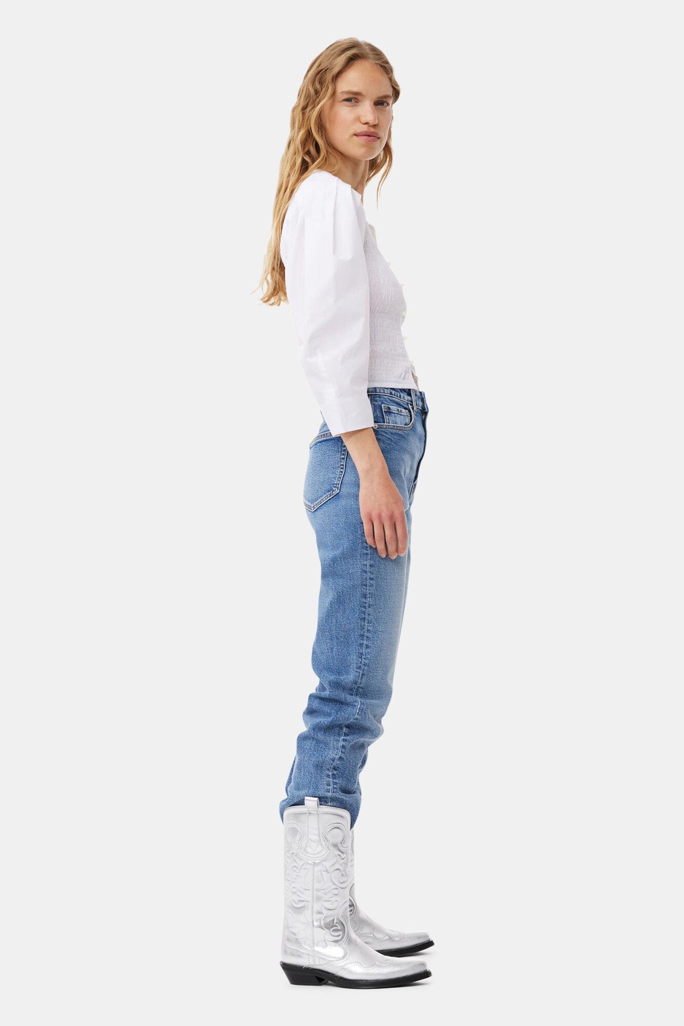 White Cotton Poplin Smock Blouse Product Image