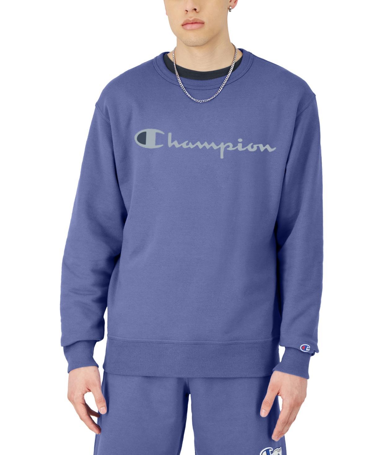 Mens Champion Powerblend Crewneck Sweatshirt, Classic Script Logo Surf The Web M Product Image