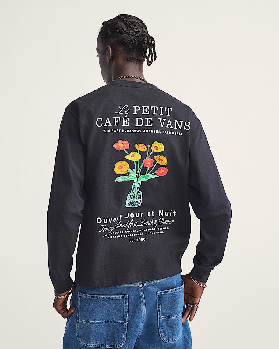 Cafe Vans Long Sleeve T-Shirt in Black| Vans US Product Image