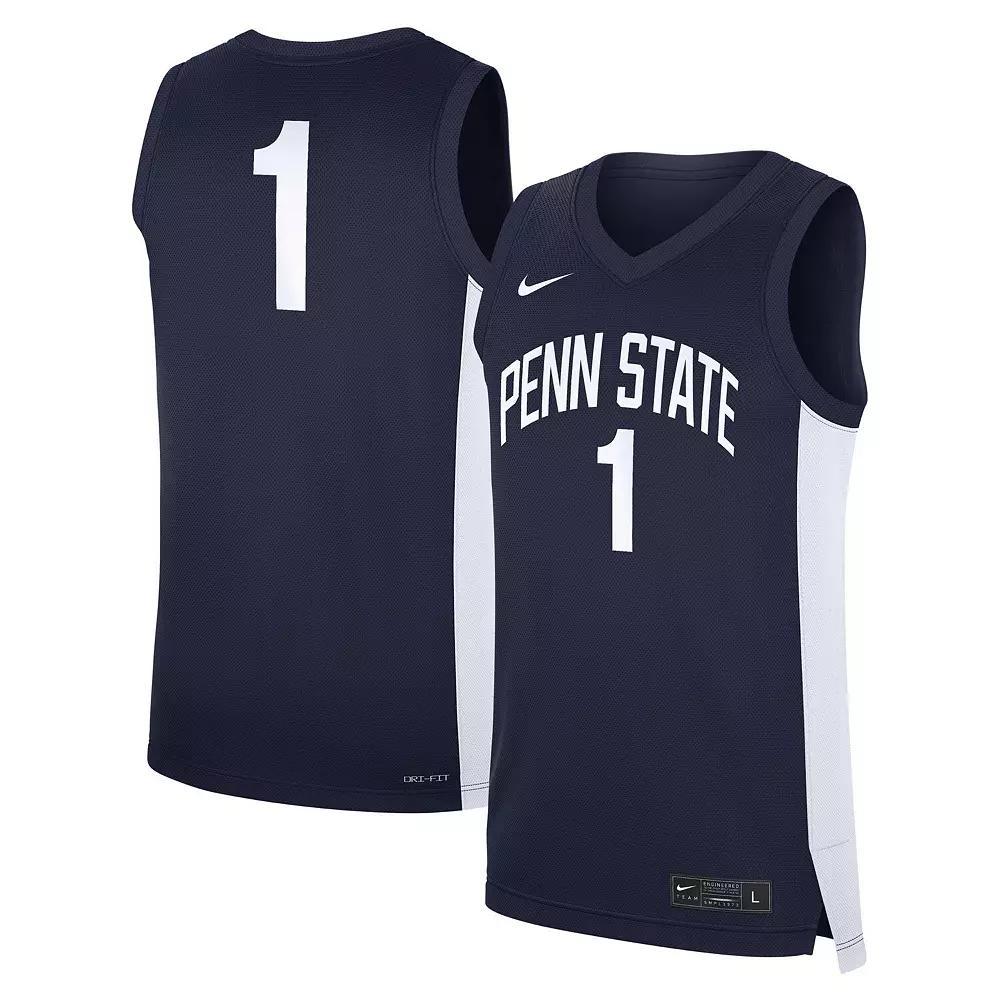 Men's Nike #1 Navy Penn State Nittany Lions Road Replica Jersey, Size: XL, Blue Product Image