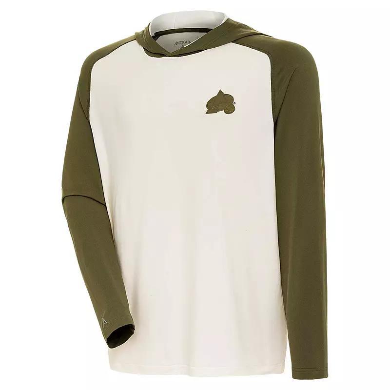 Men's Antigua Cream New Jersey Devils Intrepid Sand Long Sleeve Hoodie T-Shirt, Size: 3XL, Nhl Beige Product Image