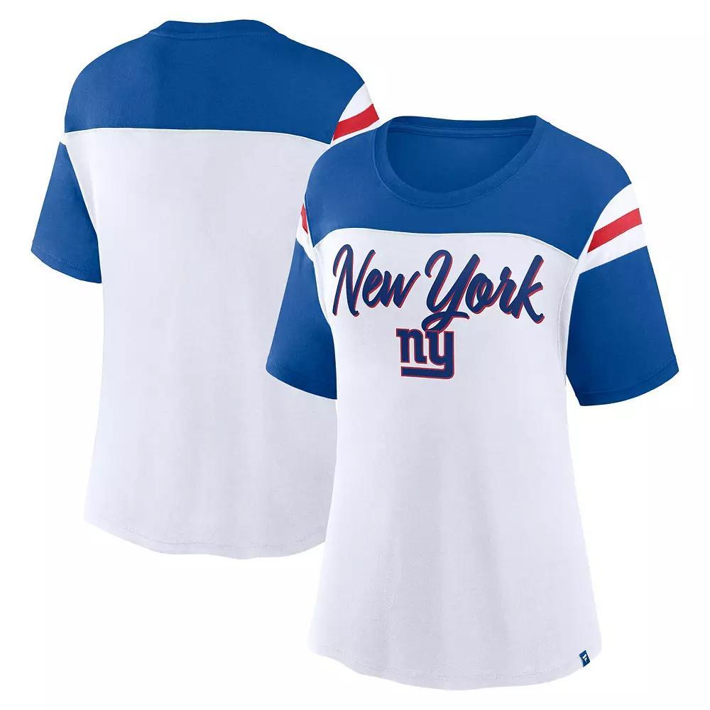 Women's Fanatics White/Royal New York Giants Cheer Chant Fashion T-Shirt, Size: Small Product Image