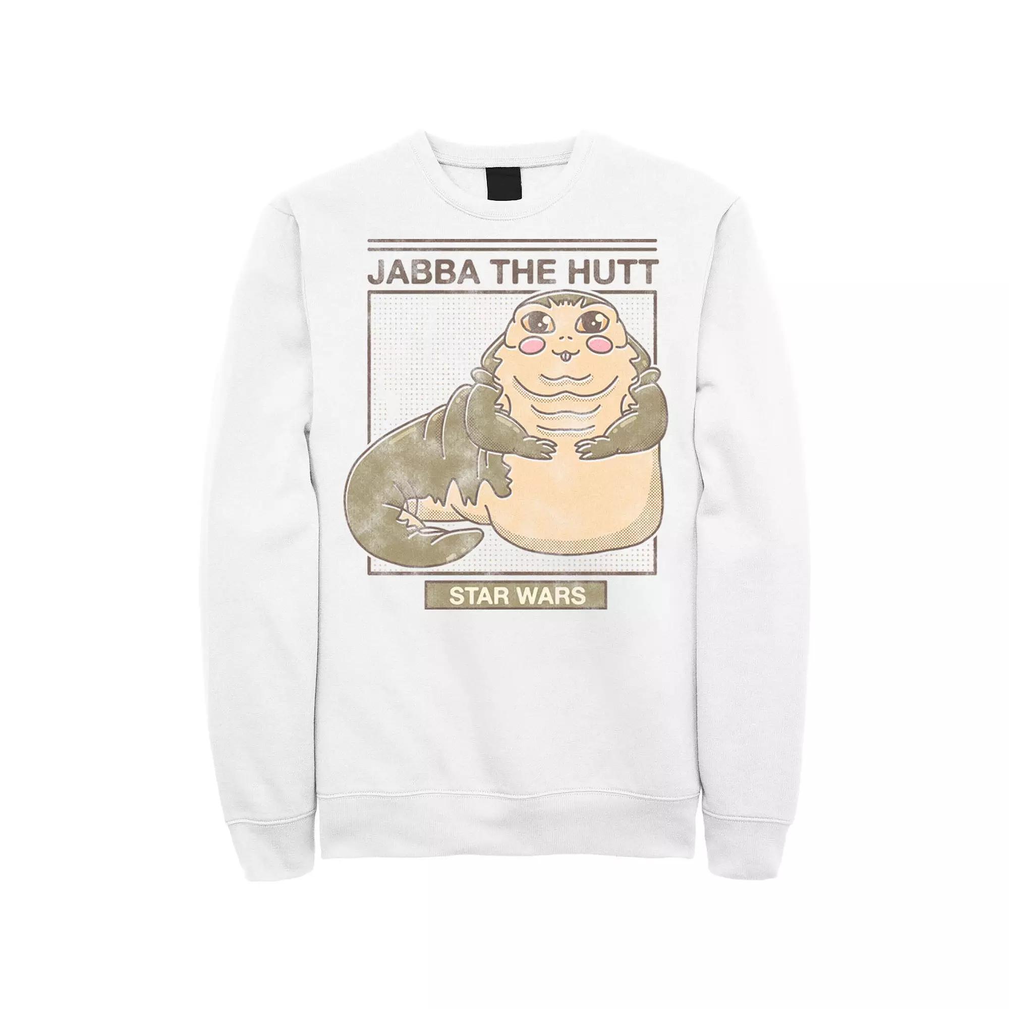 Men's Star Wars Jabba The Hutt Cartoon Cute Portrait Grid Sweatshirt, Size: XL, Athletic Grey Product Image