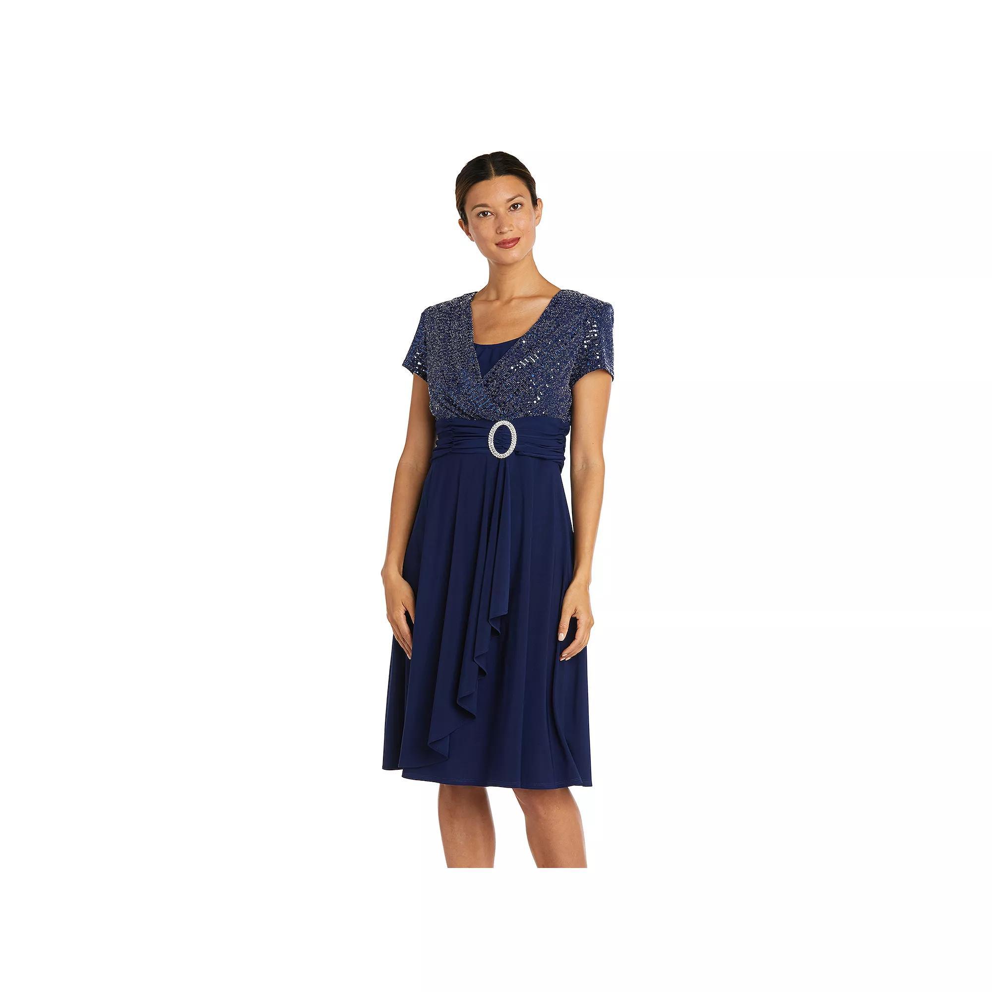 Women's R&M Richards Cascade Wrap Dress, Size: 14, Black Black Product Image