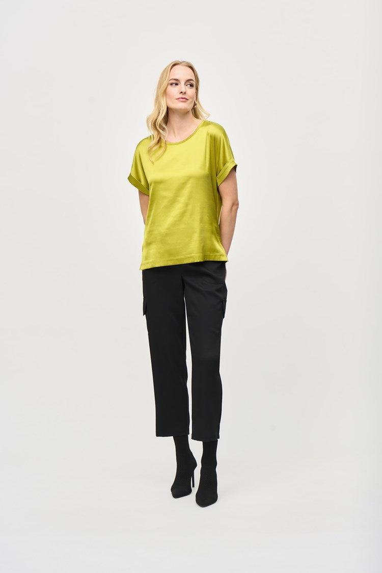 Satin Front Short Sleeve Top Product Image