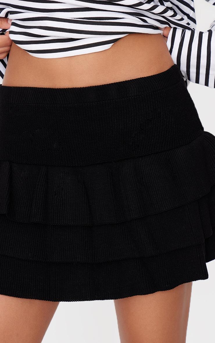  Black Textured Knit Rara Mini Skirt Product Image