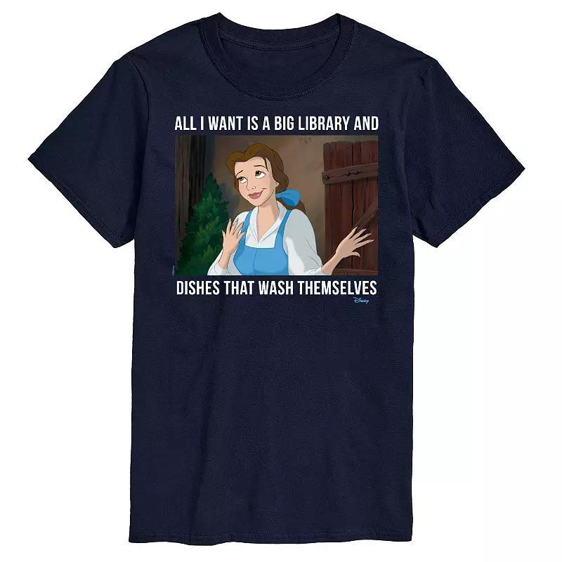Disney Princess Big & Tall Belle Library Graphic Tee, Mens Blue Product Image