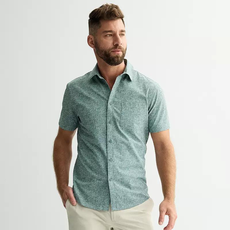 Men's FLX Slim Performance Untucked-Fit Button Down Shirt, Size: Small SLIM, Blue Beauty Product Image