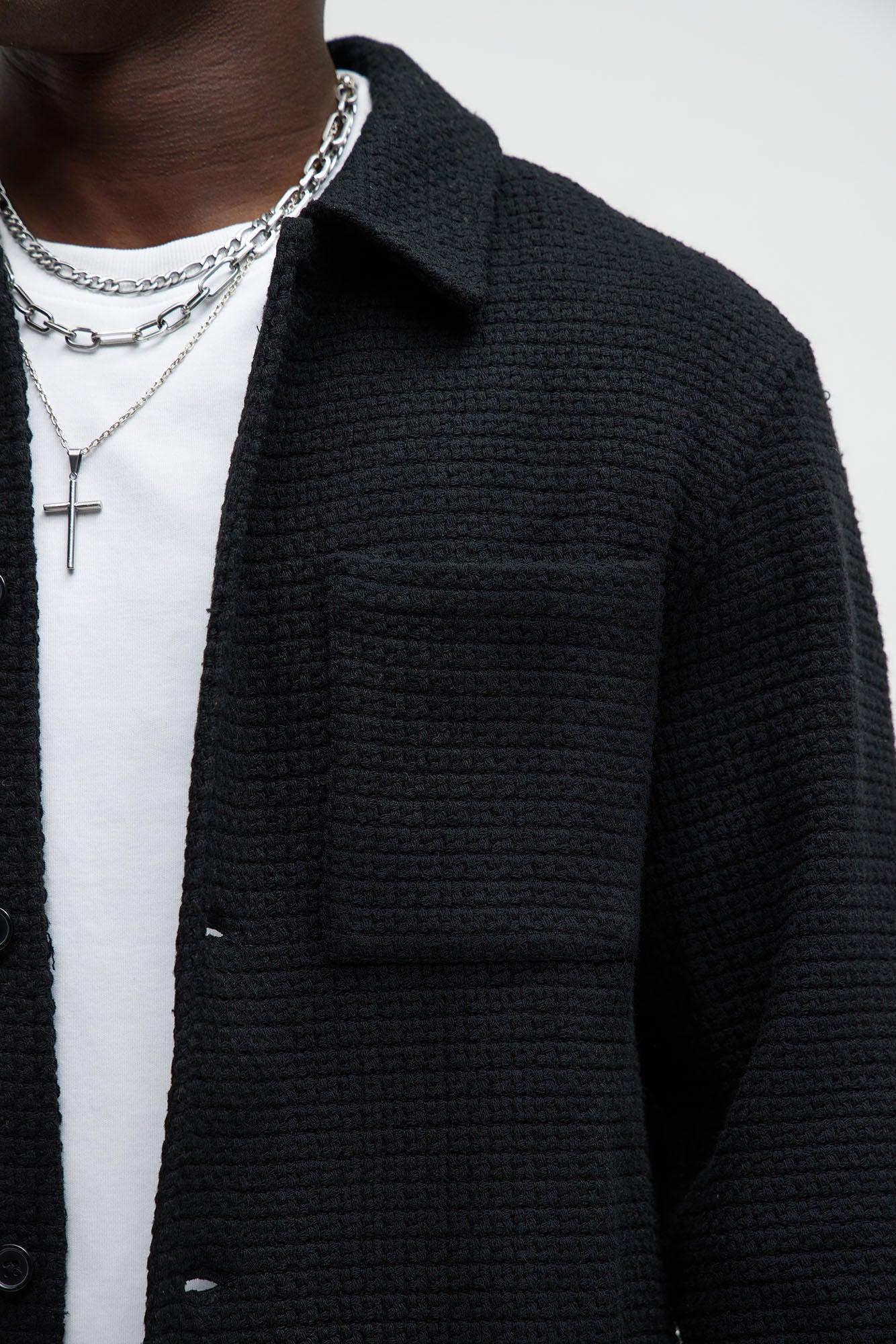 Linden Textured Button Up Shirt - Black Product Image