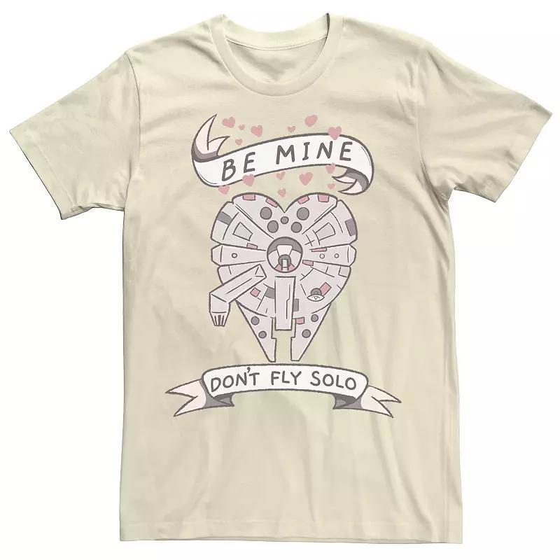 Men's Star Wars Valentine's Day "Be Mine Don't Fly Solo" Ship Heart Tee, Size: 3XL, Natural Product Image