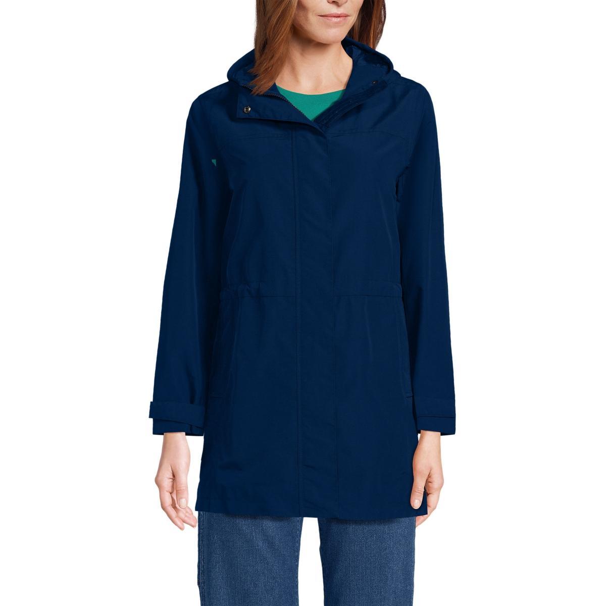 Women's Lands' End Classic Squall Hooded Raincoat, Size: Large, Deep  Blue Product Image