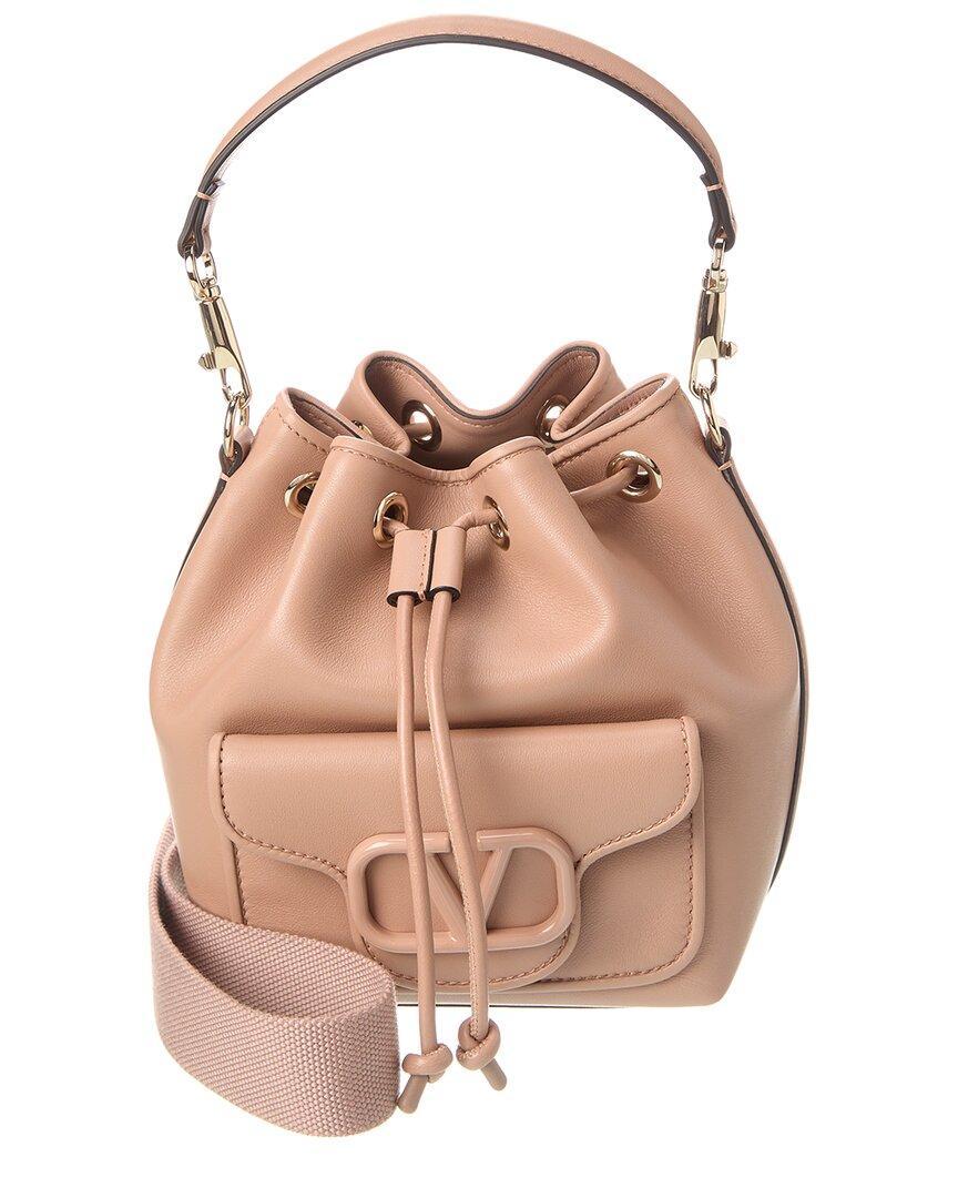 VALENTINO GARAVANI Valentino Vlogo Loco Leather Bucket Bag In Brown Product Image
