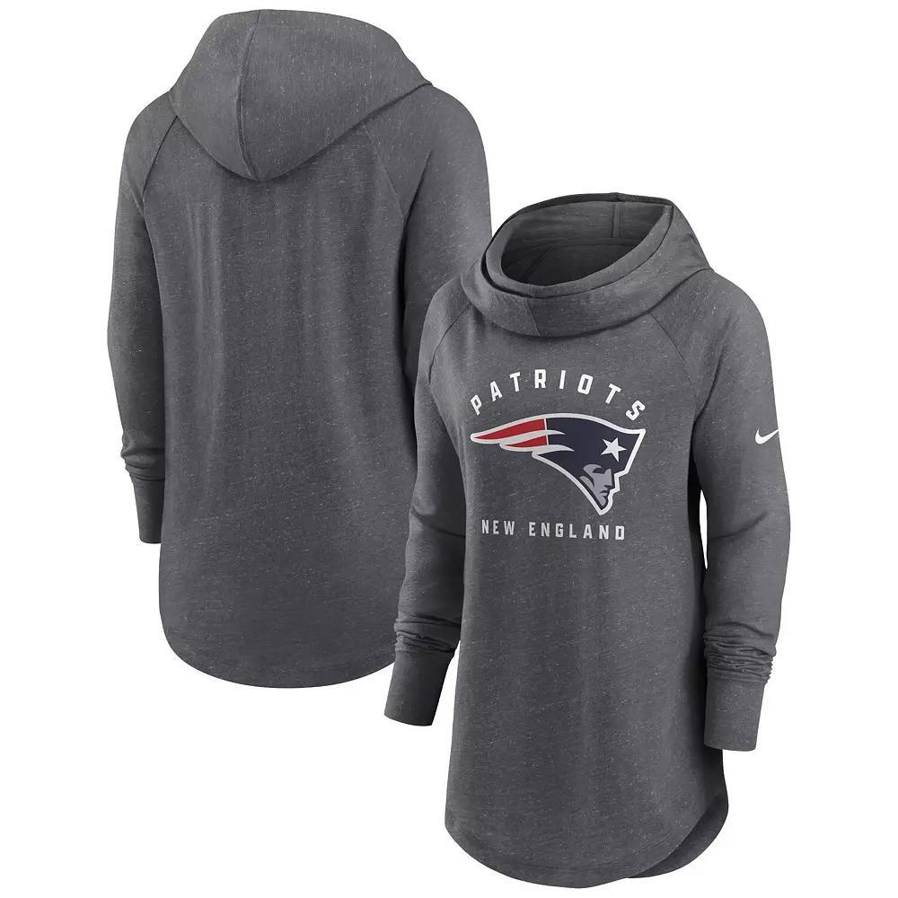 Women's Nike Heather Charcoal New England Patriots Raglan Funnel Neck Pullover Hoodie, Size: Small Product Image