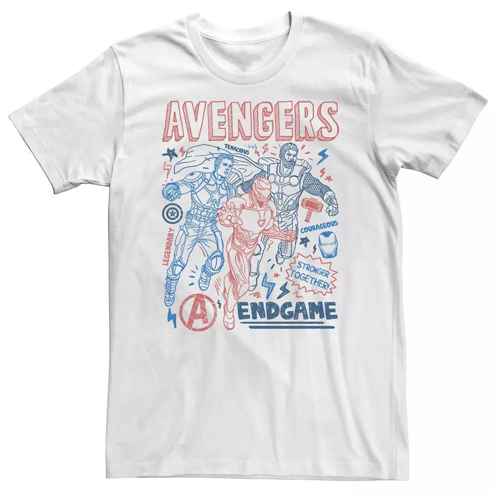 Big & Tall Marvel Avengers Endgame Doodle Collage Logo Tee, Men's, Size: 4XLT, Athletic Grey Product Image