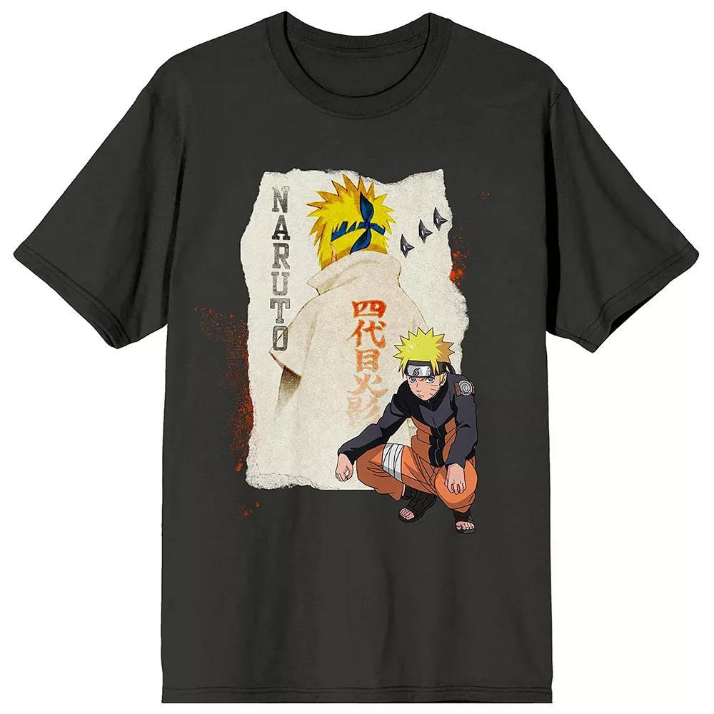 Men's Naruto Shippuden Torn Paper Short Sleeve Graphic Tee, Size: XL, Black Product Image