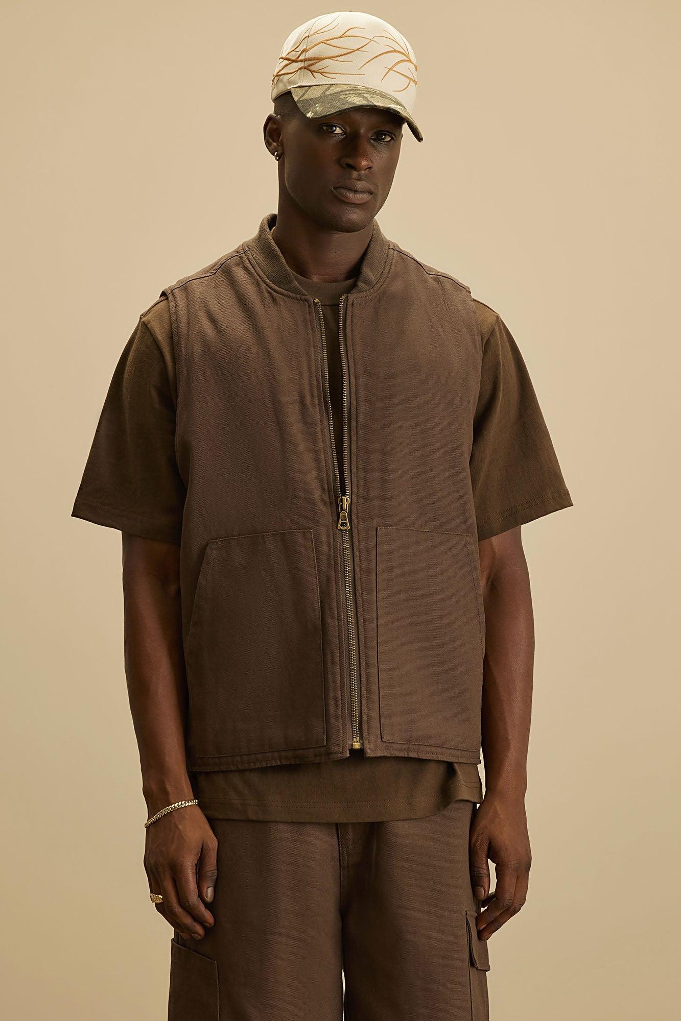 Alexander Utility Canvas Vest - Brown Product Image