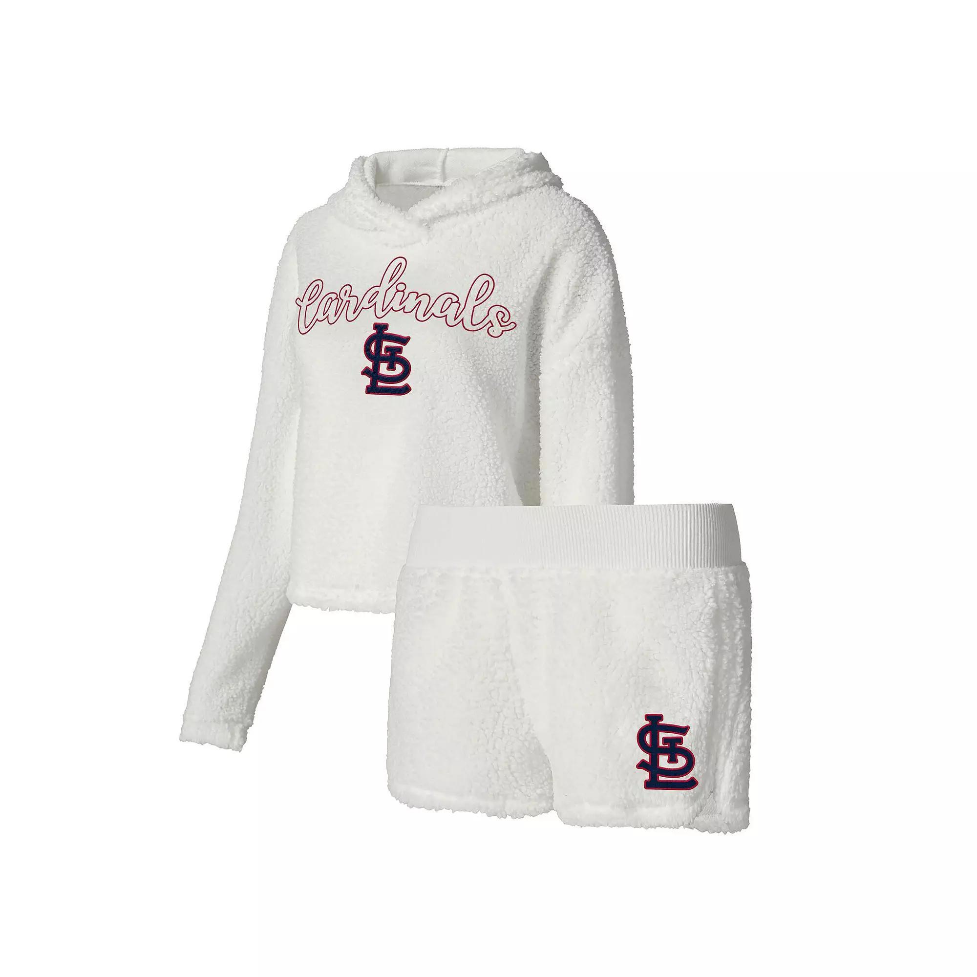 Women's Concepts Sport Cream St. Louis Cardinals Fluffy Hoodie Top & Shorts Sleep Set, Size: XL, Beige Product Image