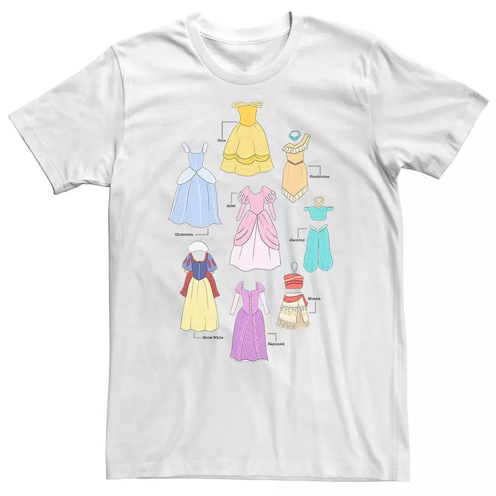 Men's Disney Princess Dresses Collage tee, Size: Medium, White Product Image