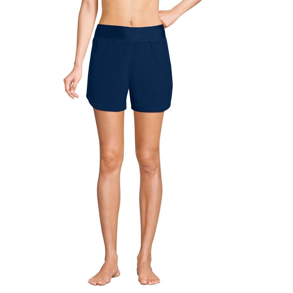 Petite Lands' End 5" Quick Dry Elastic Waist Board Shorts Swim Cover-up, Women's, Size: 12 Petite, Deep  Blue Product Image