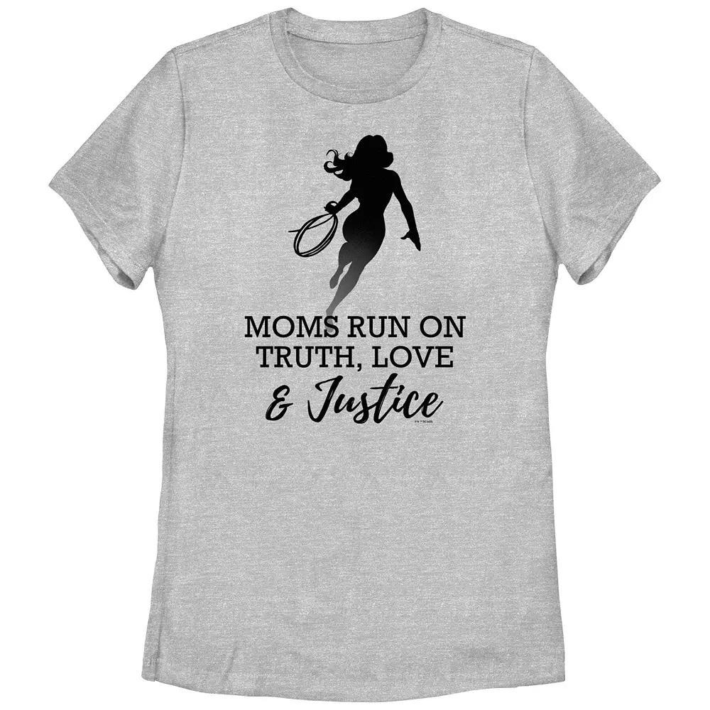 Juniors' Warner Brothers Wonder Woman Moms Run On Truth Love & Justice Graphic Tee, Girl's, Size: Large, Athletic Grey Product Image
