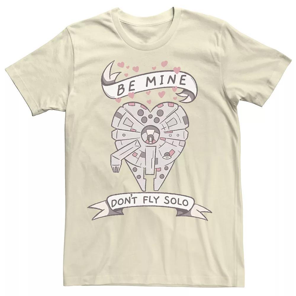 Men's Star Wars Valentine's Day "Be Mine Don't Fly Solo" Ship Heart Tee, Size: 3XL, Natural Product Image