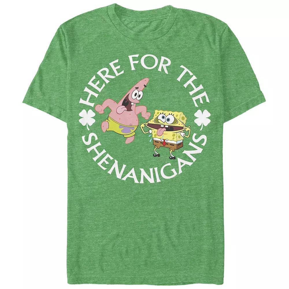 Men's SpongeBob SquarePants Here For The Shenanigans Graphic Tee, Size: Small, Kelly Grey Product Image