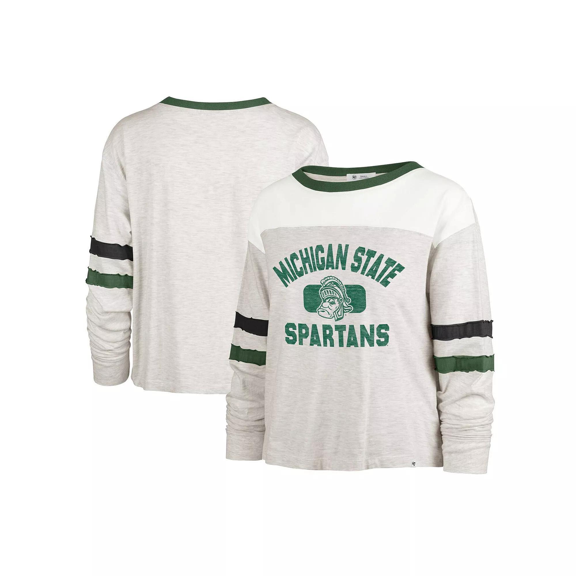 Women's '47  Oatmeal Michigan State Spartans Vault All Class Lena Long Sleeve T-Shirt, Size: Small, Team Product Image