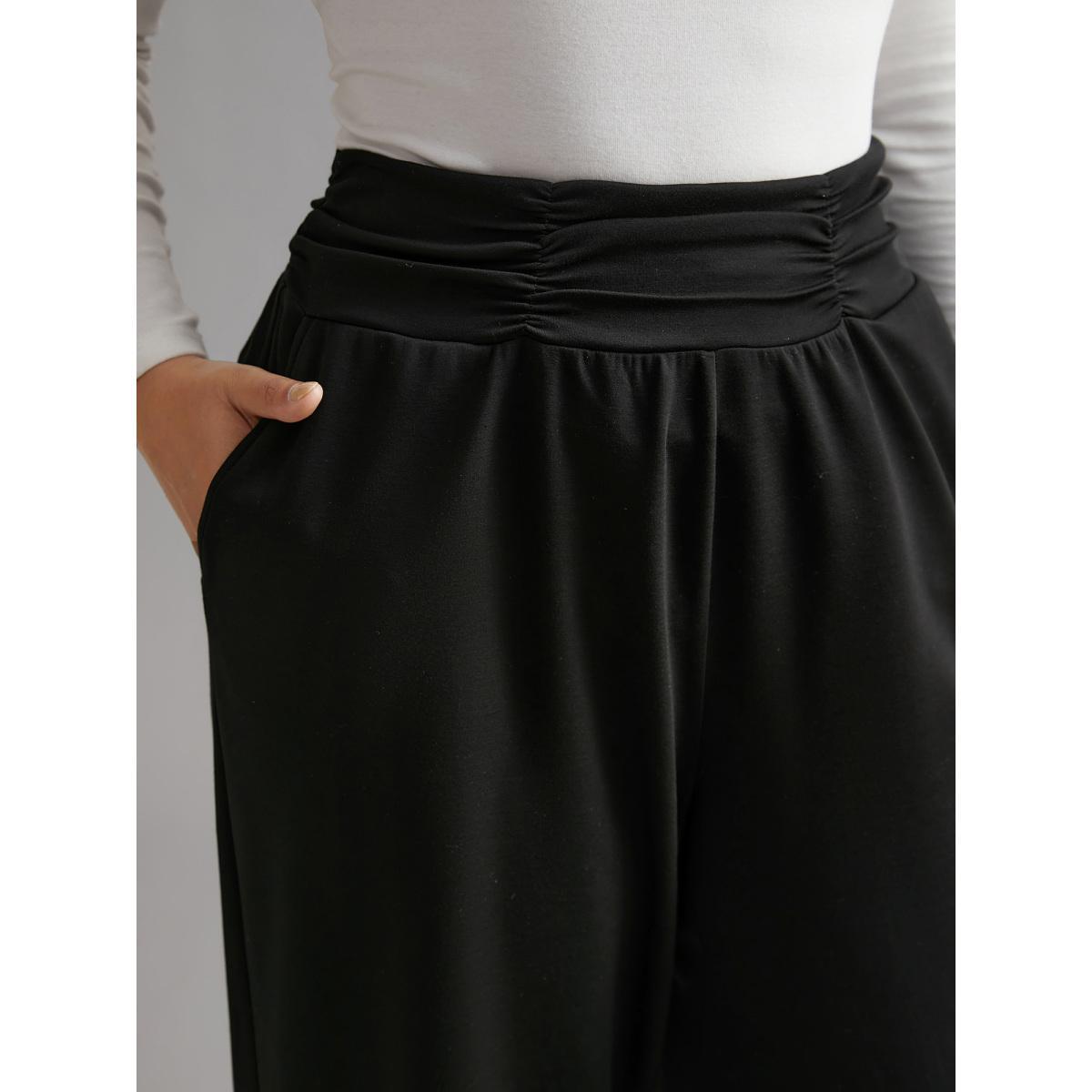 Plus Size Supersoft Essentials Elastic Waist Pockets Jogger Pants Women Black Casual Mid Rise Everyday Pants BloomChic 18-20/2X Product Image