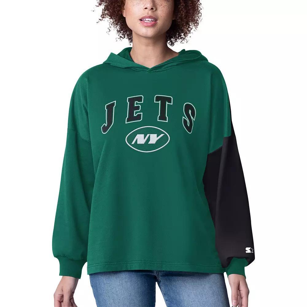 Women's Starter Green New York Jets Power Move Long Sleeve Pullover Hoodie, Size: XL Product Image