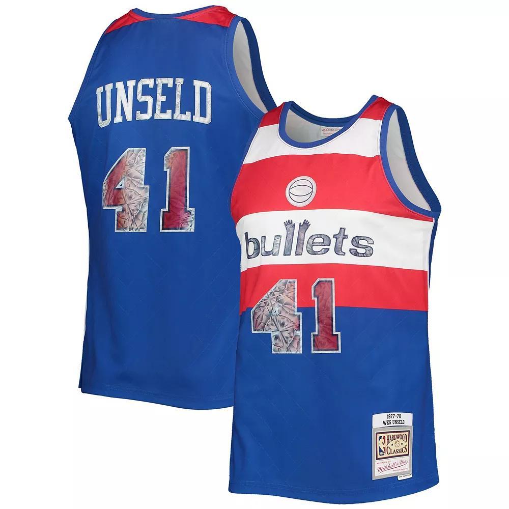 Men's Mitchell & Ness Wes Unseld Blue Washington Bullets 1977-78 Hardwood Classics NBA 75th Anniversary Diamond Swingman Jersey, Size: Small, Nba Blue Product Image