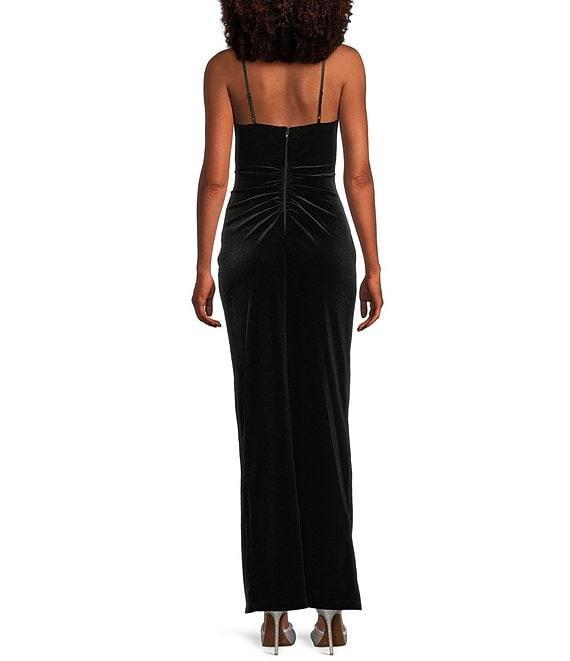 Pear Culture Velvet Embellished U-Notch Neck Dress Product Image