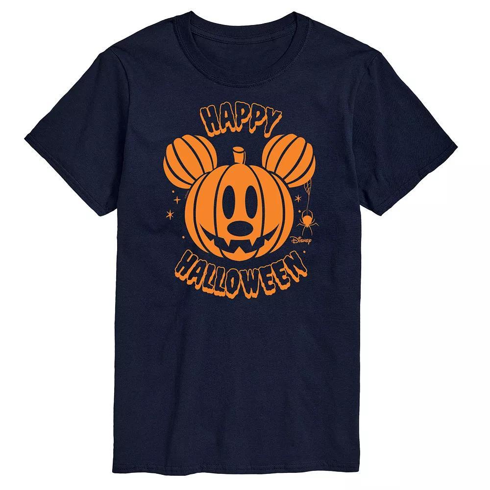Disneys Mickey Mouse Mens Pumpkin Graphic Tee Blue Product Image
