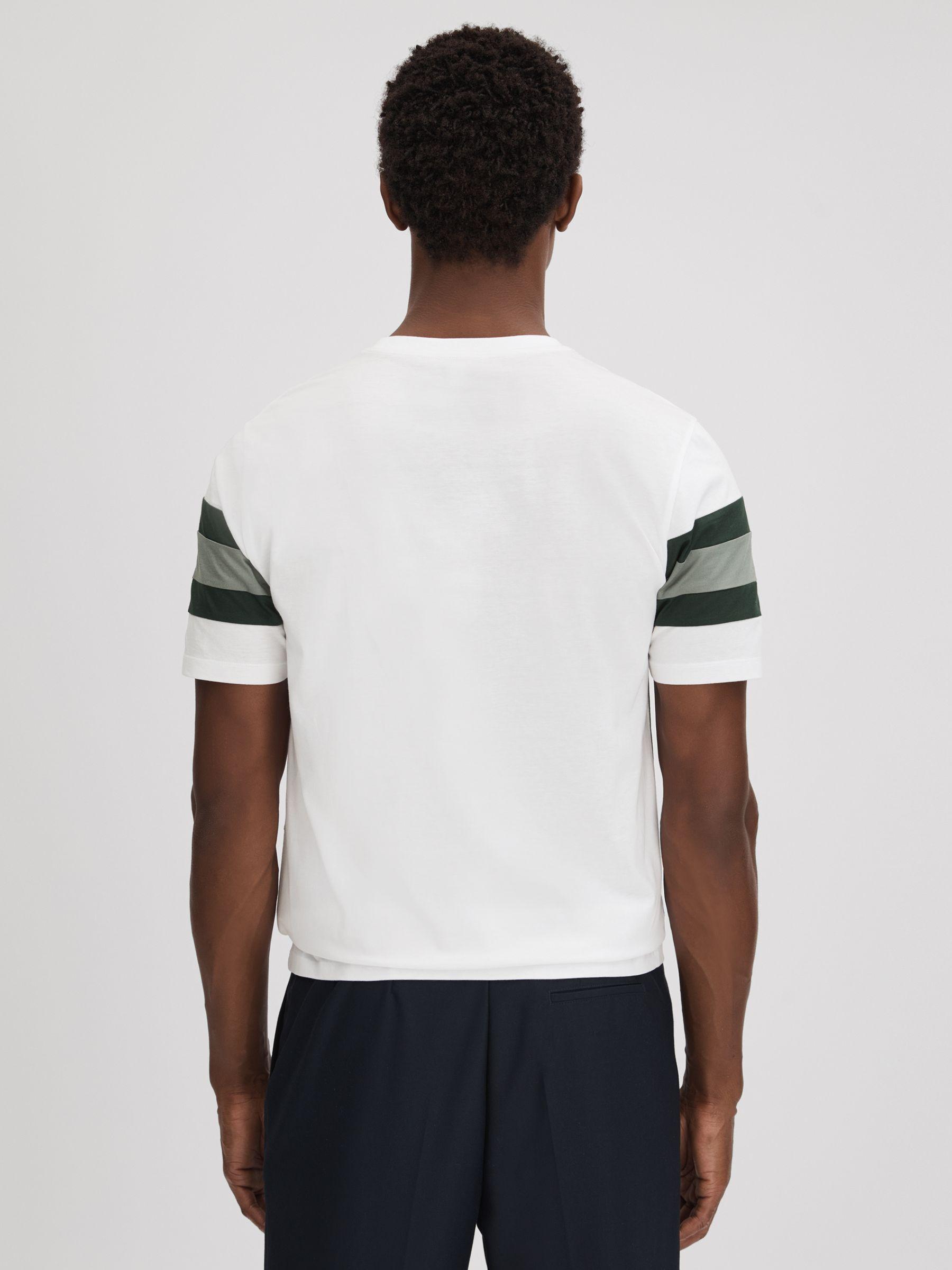 Mercerised Cotton Crew Neck T-Shirt in Sage Multi Product Image