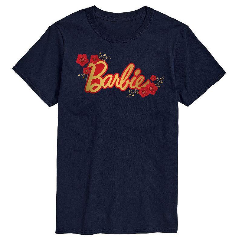 Big & Tall Barbie Logo Red Floral Graphic Tee, Mens Blue Product Image