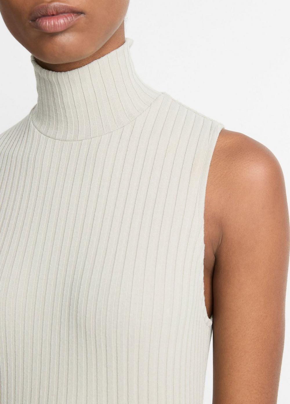 Womens Ribbed Cotton-Blend Turtleneck Top, Pale Dove, Size S Vince Product Image