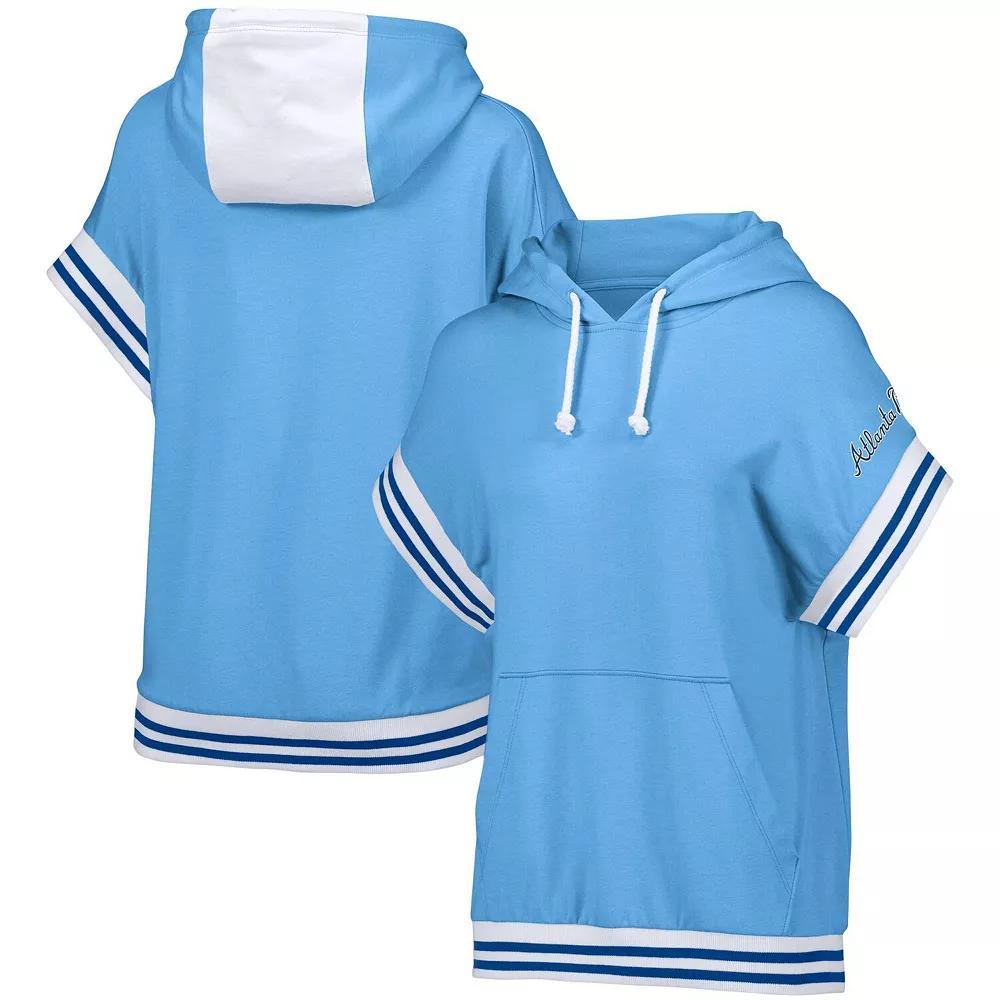 Women's Lusso Style  Light Blue Atlanta Braves Mabel Tri-Blend Short Sleeve Pullover Hoodie, Size: XL Product Image