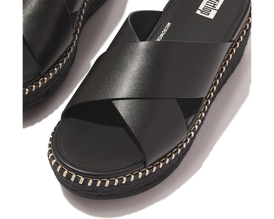 F-Mode Espadrille Leather Flatform Cross Slides Product Image