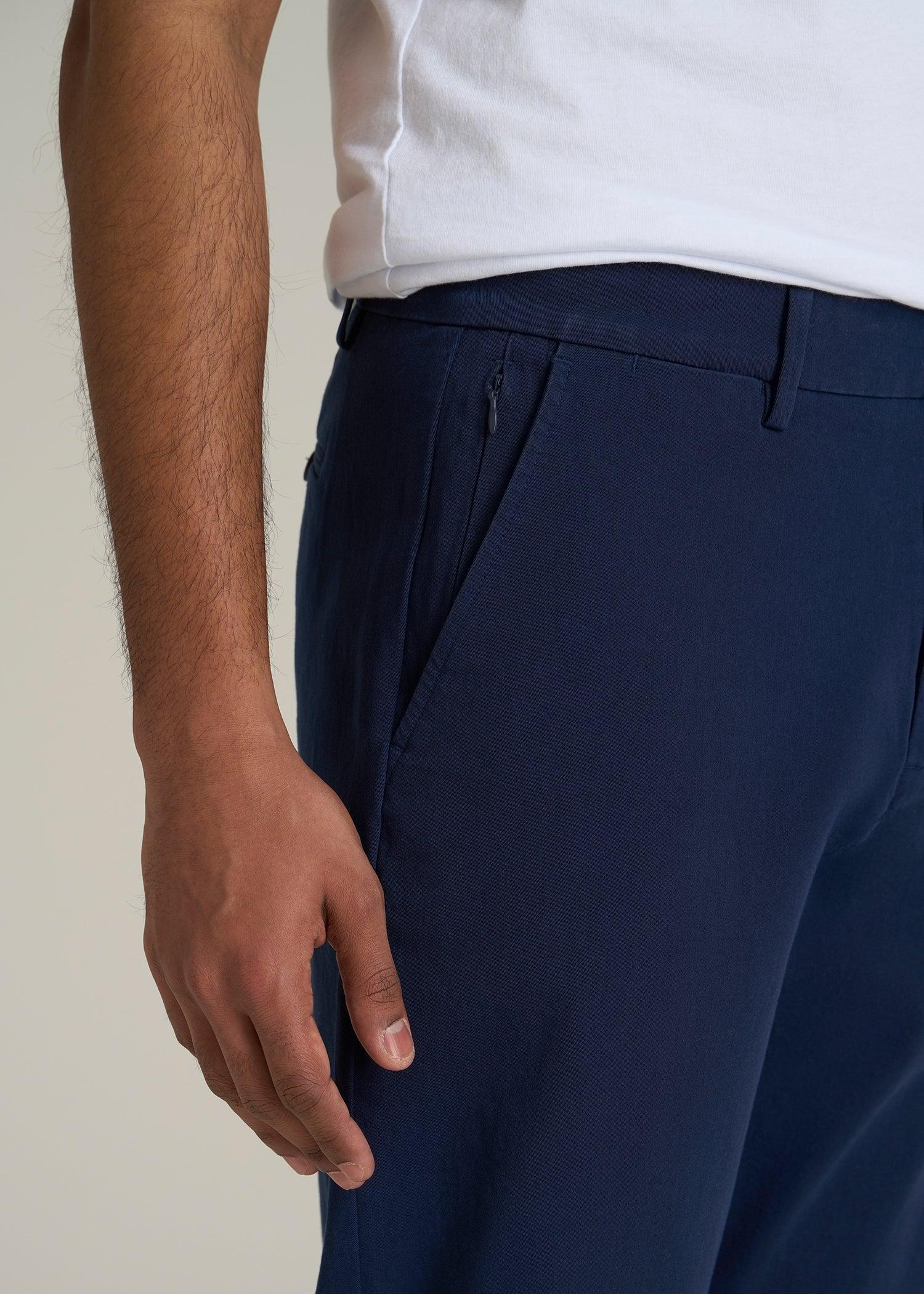 4 Way Stretch Commuter STRAIGHT Leg Chino Pants for Tall Men in Summer Blue Product Image