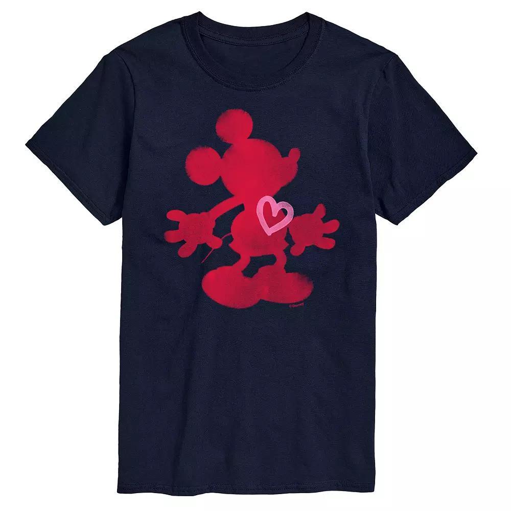 Disneys Mickey Mouse Big & Tall Heart Graphic Tee, Mens Blue Product Image