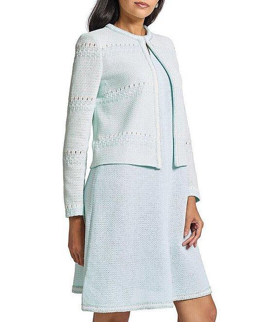 MISOOK Crochet Knit Crew Neck Long Sleeve Jacket Product Image