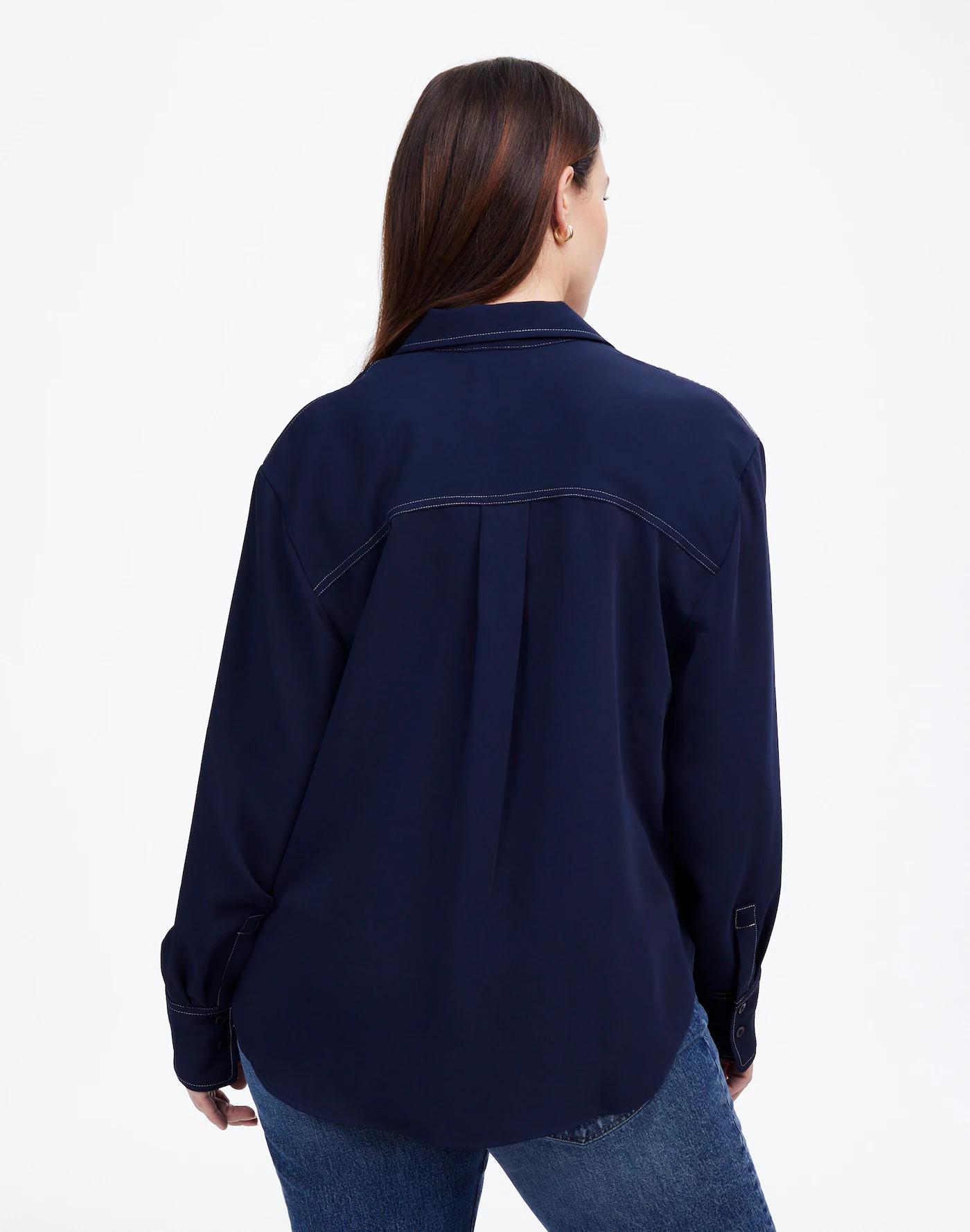 Contrast-Stitch Popover Shirt Product Image