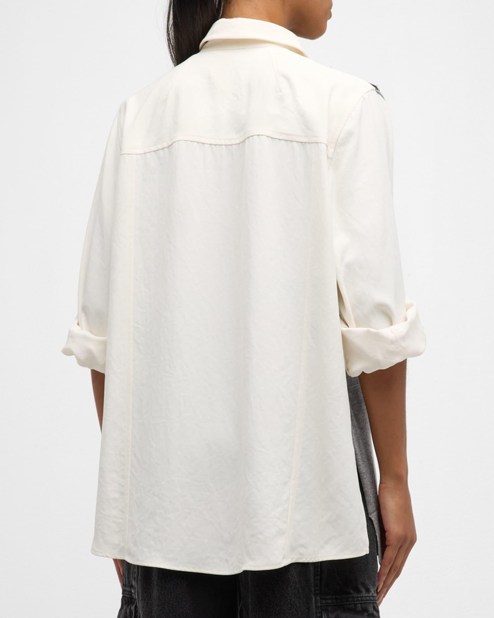 Long-Sleeve Combo Lace Shirt Product Image