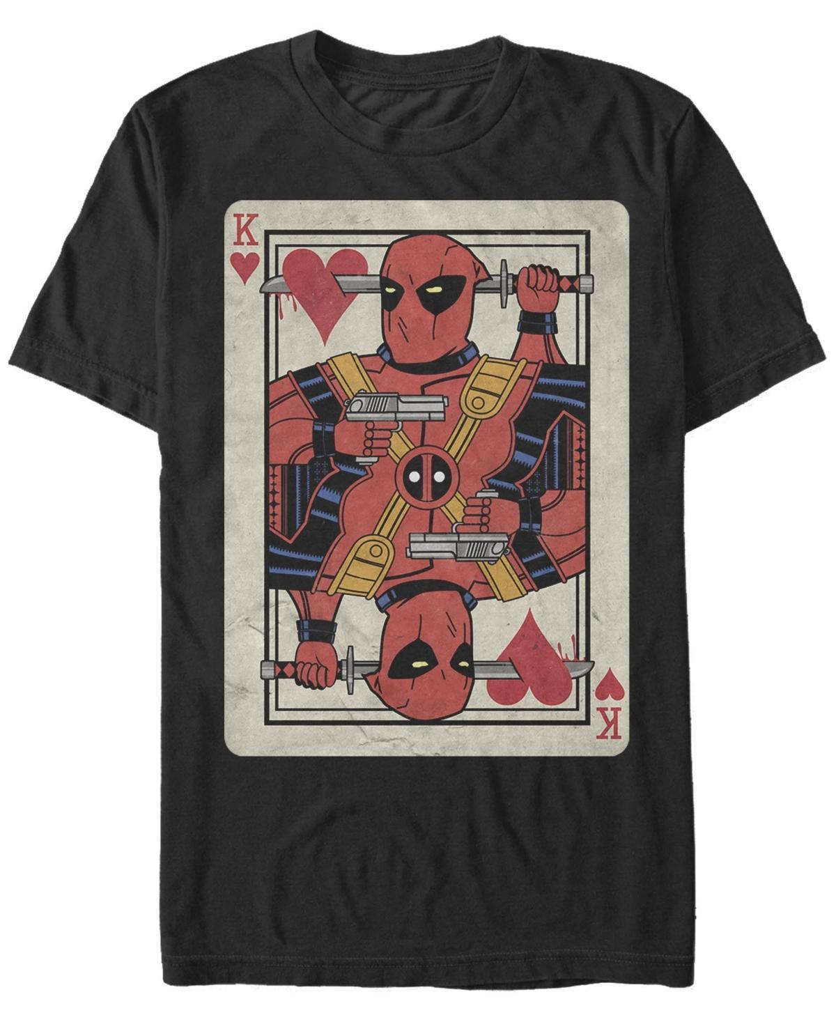 Men's Marvel Deadpool King Of Hearts Playing Card Tee, Size: Large, Black Product Image