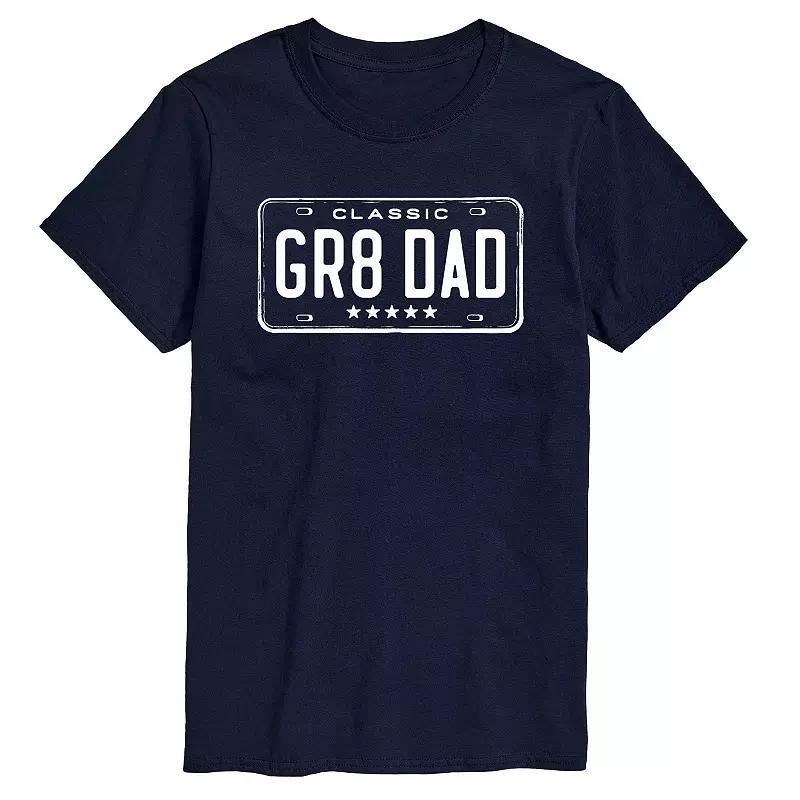 Mens GR8 DAD License Plate Graphic Tee Blue Product Image