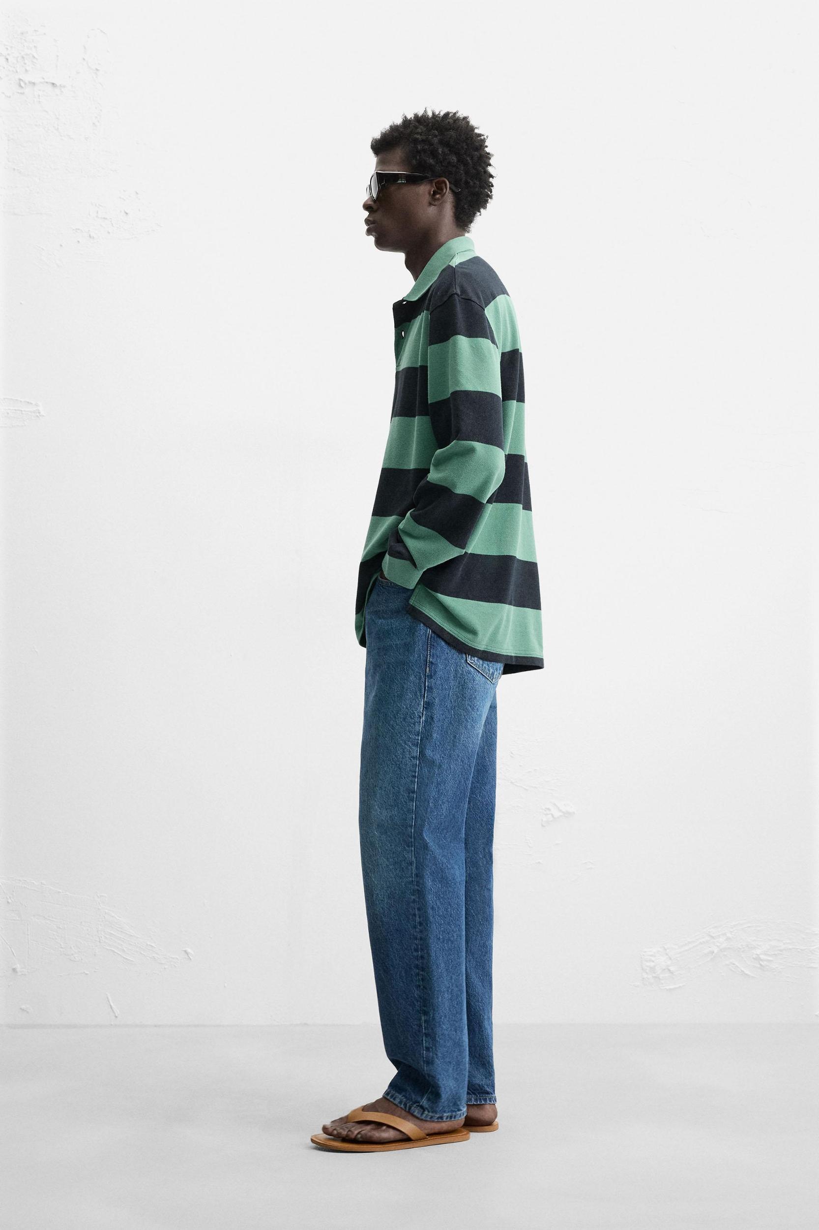 STRIPED WASHED POLO SHIRT Product Image