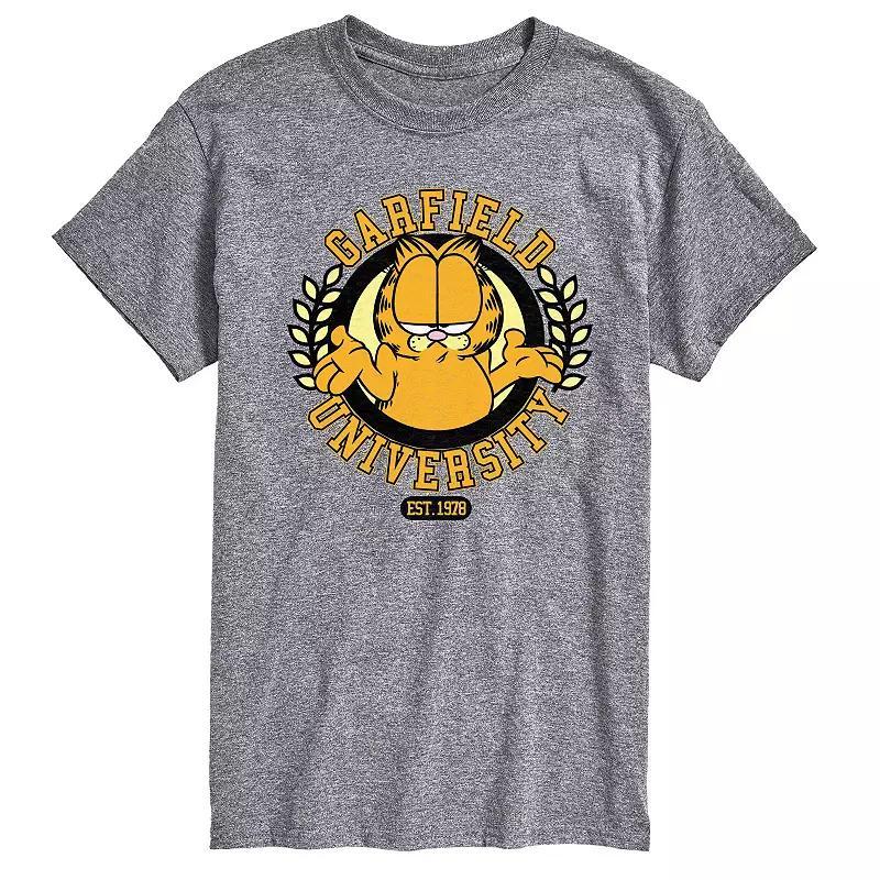 Mens Garfield University Graphic Tee Grey Gray Product Image